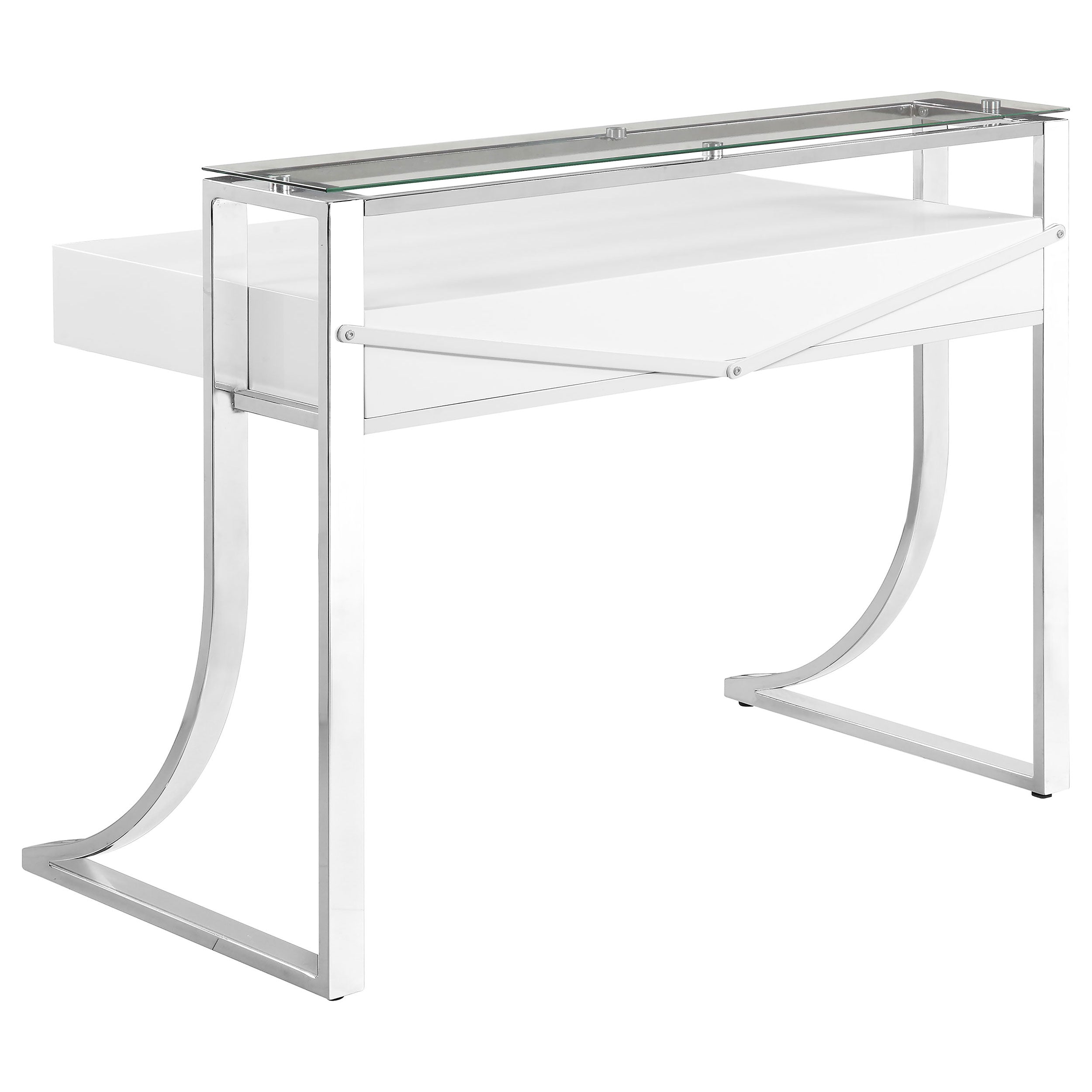 Gemma 48-inch 2-drawer Writing Desk White High Gloss — view 6