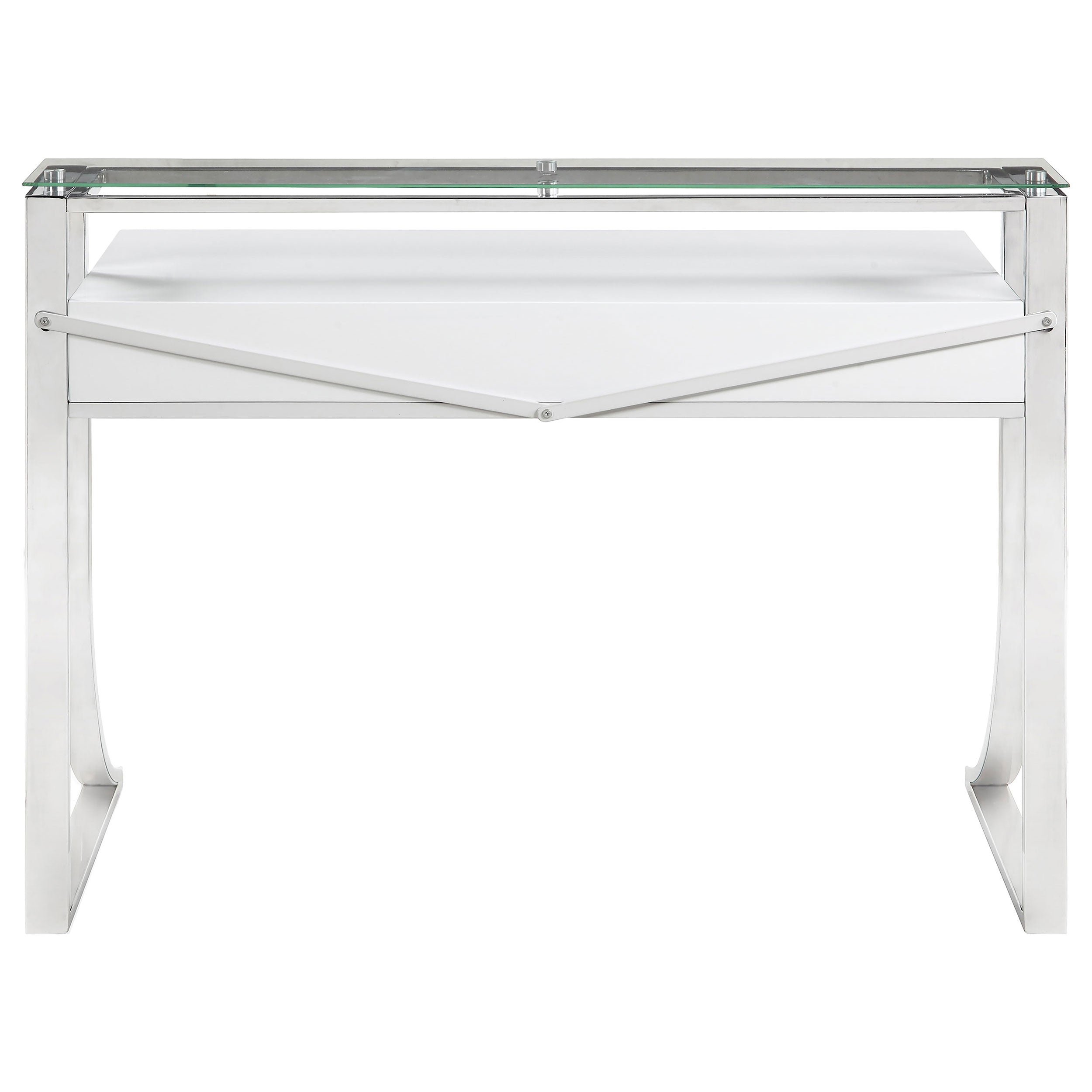 Gemma 48-inch 2-drawer Writing Desk White High Gloss — view 7