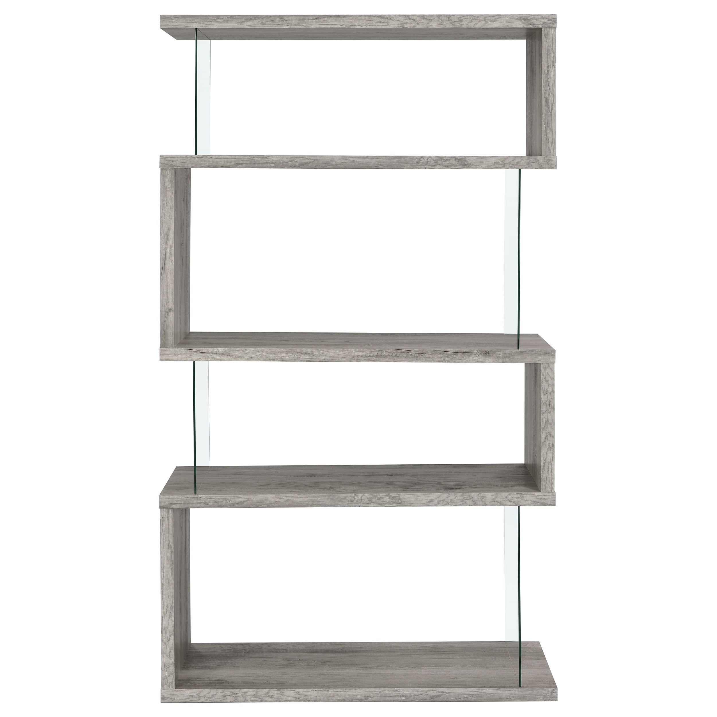 Emelle 63-inch 4-shelf Glass Panel Bookshelf Grey Driftwood — view 7