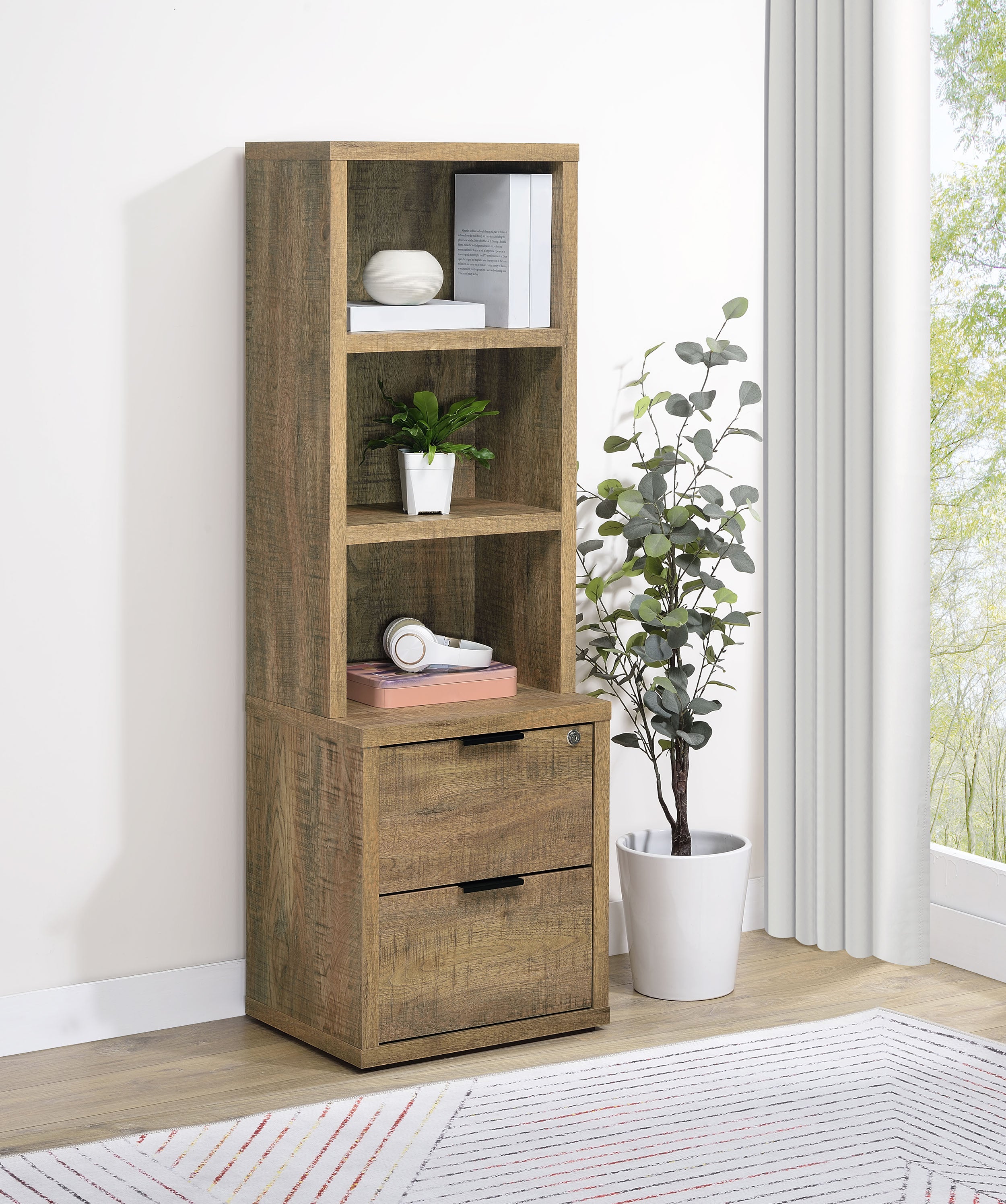 Westpark 3-shelf Bookcase USB and Lockable Drawer Mango — view 2