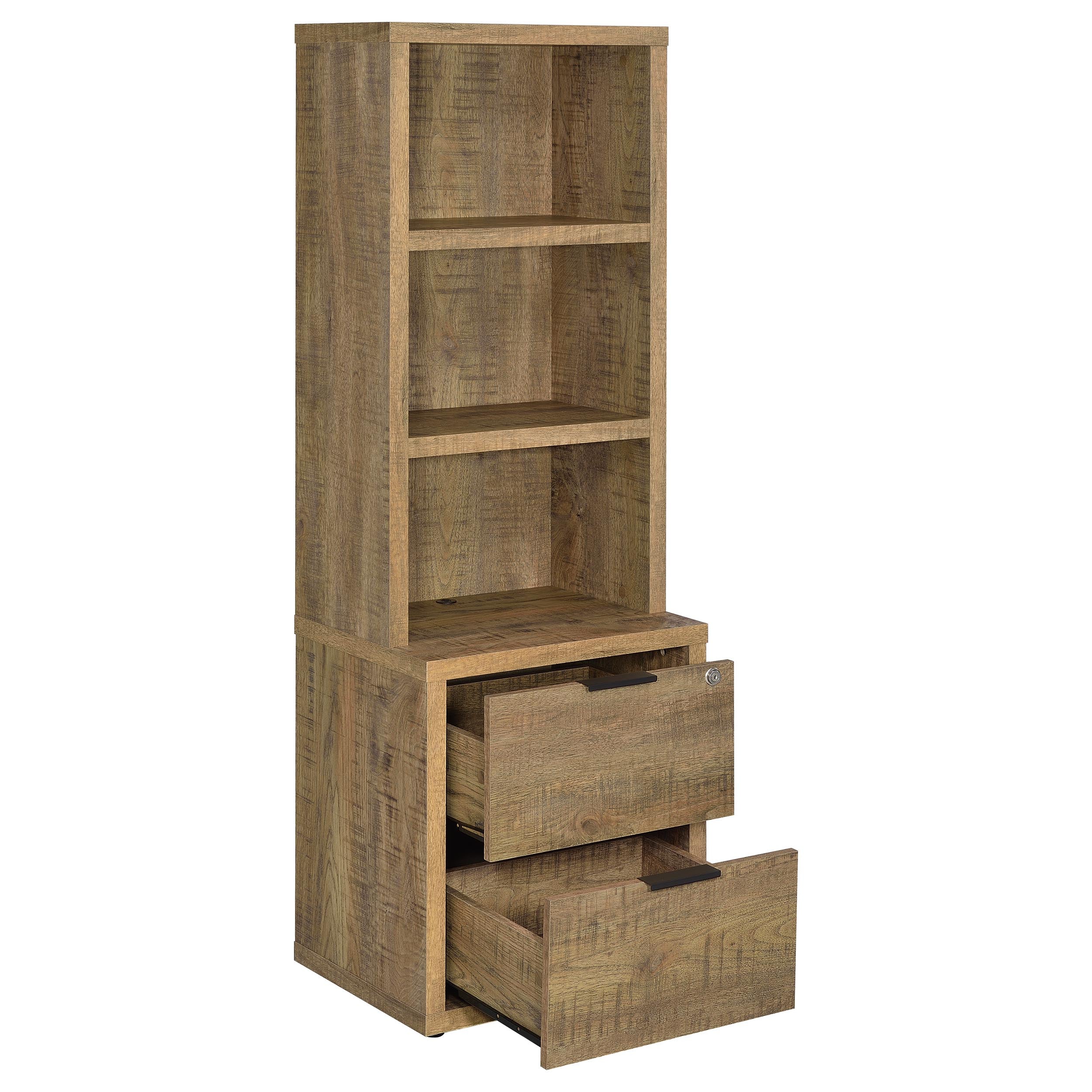 Westpark 3-shelf Bookcase USB and Lockable Drawer Mango — view 3