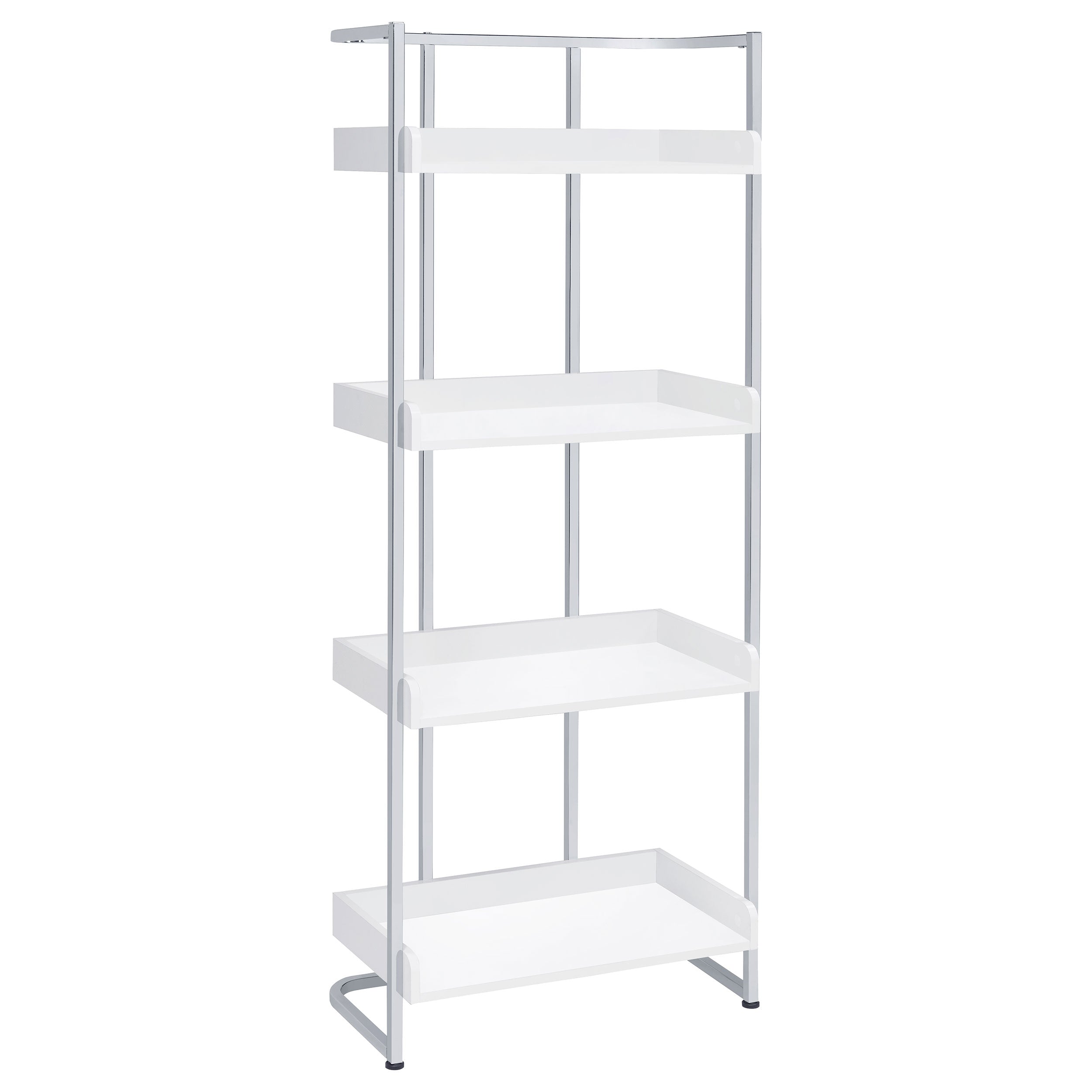 Ember 68-inch 4-shelf Bookshelf White High Gloss and Chrome — view 1