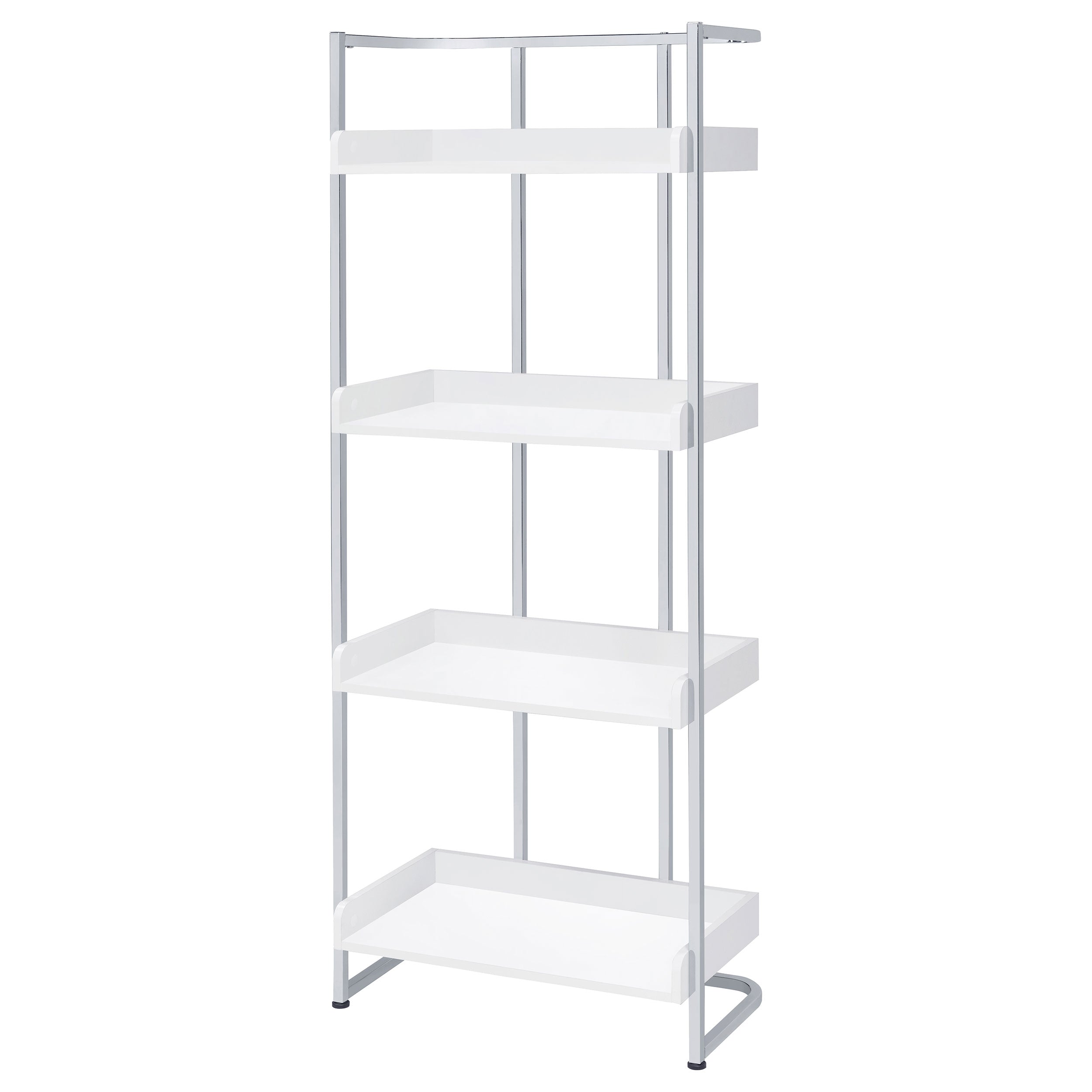 Ember 68-inch 4-shelf Bookshelf White High Gloss and Chrome — view 4