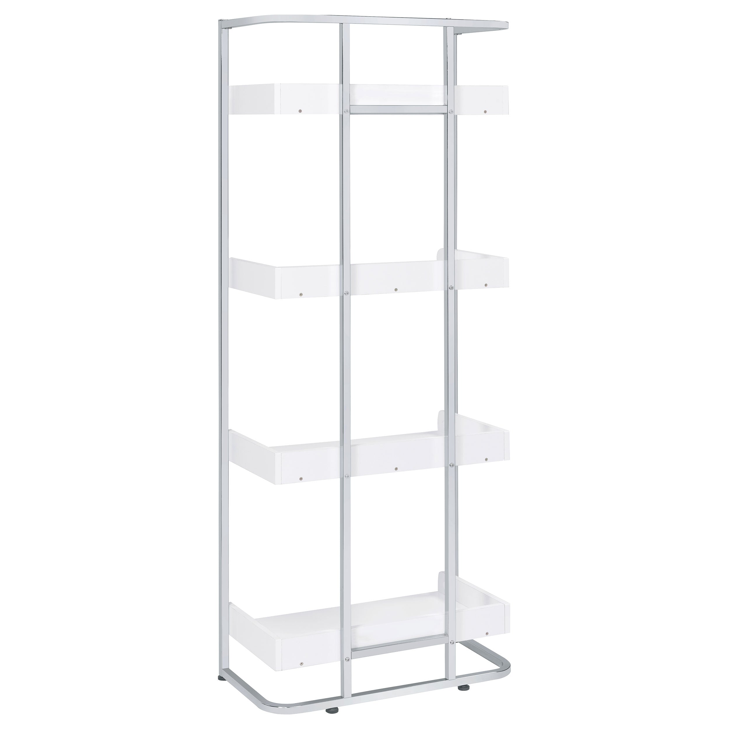 Ember 68-inch 4-shelf Bookshelf White High Gloss and Chrome — view 6