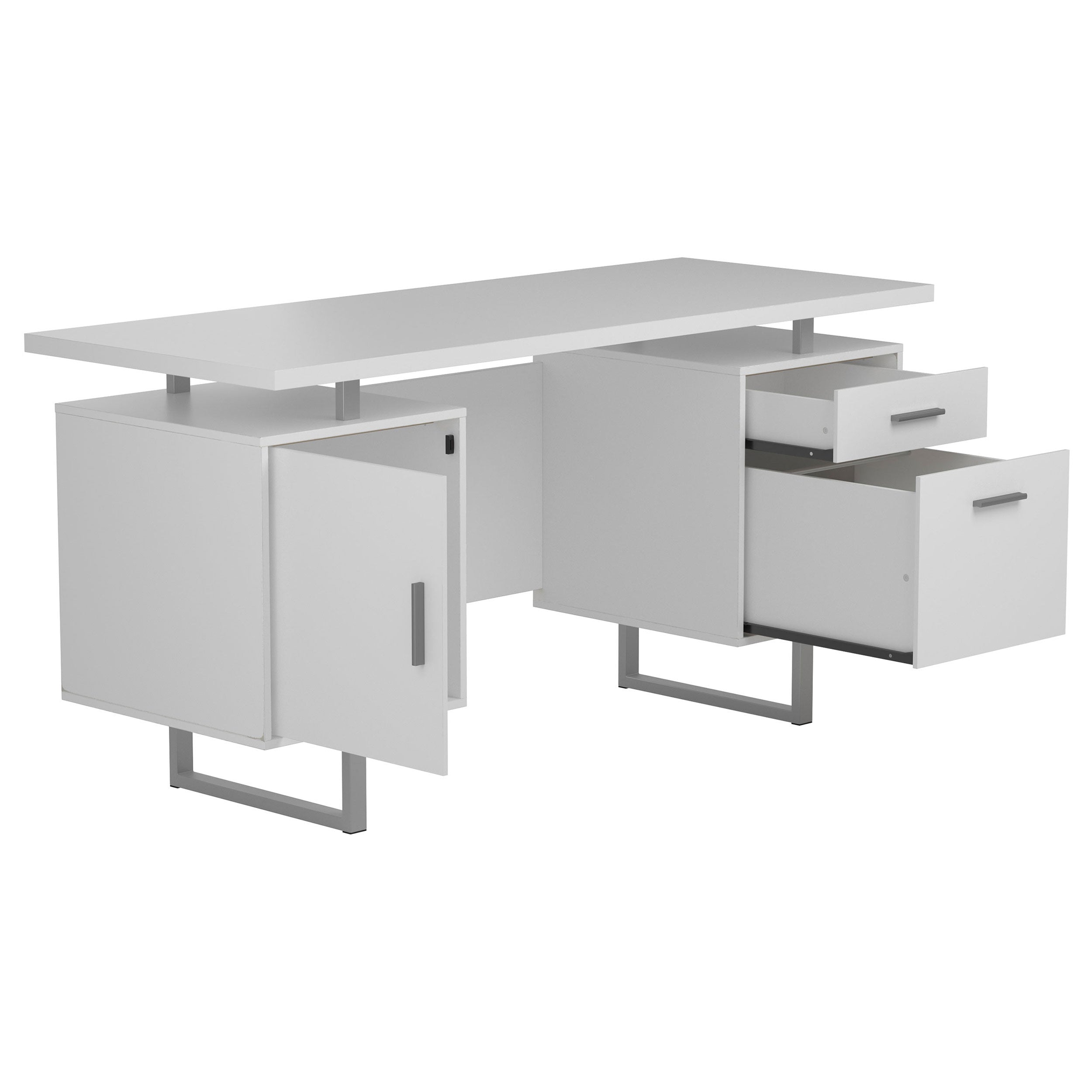 Lawtey 60-inch 2-drawer Computer Desk White High Gloss — view 3
