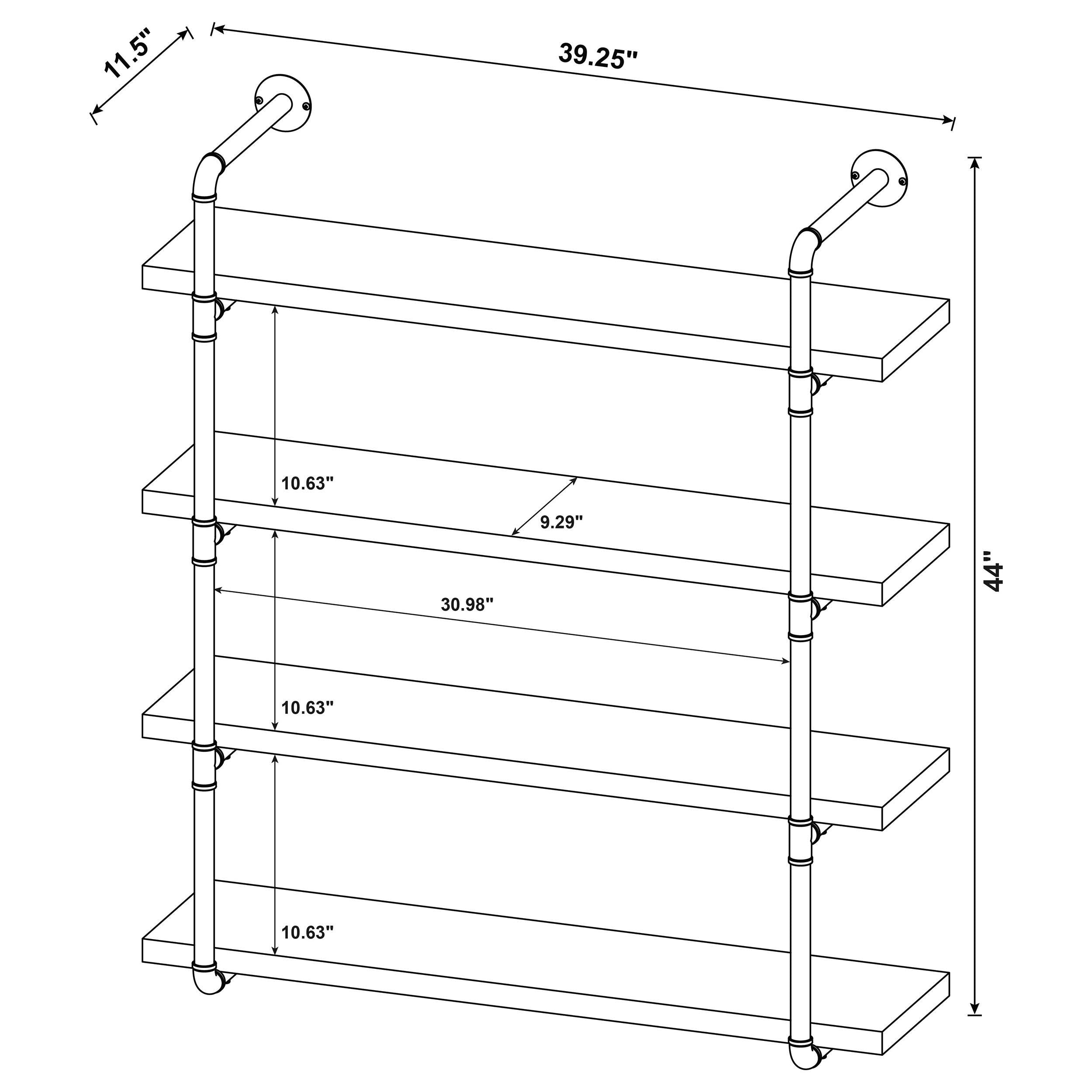 Elmcrest 39-inch 4-shelf Wall Bookshelf Rustic Oak — view 8