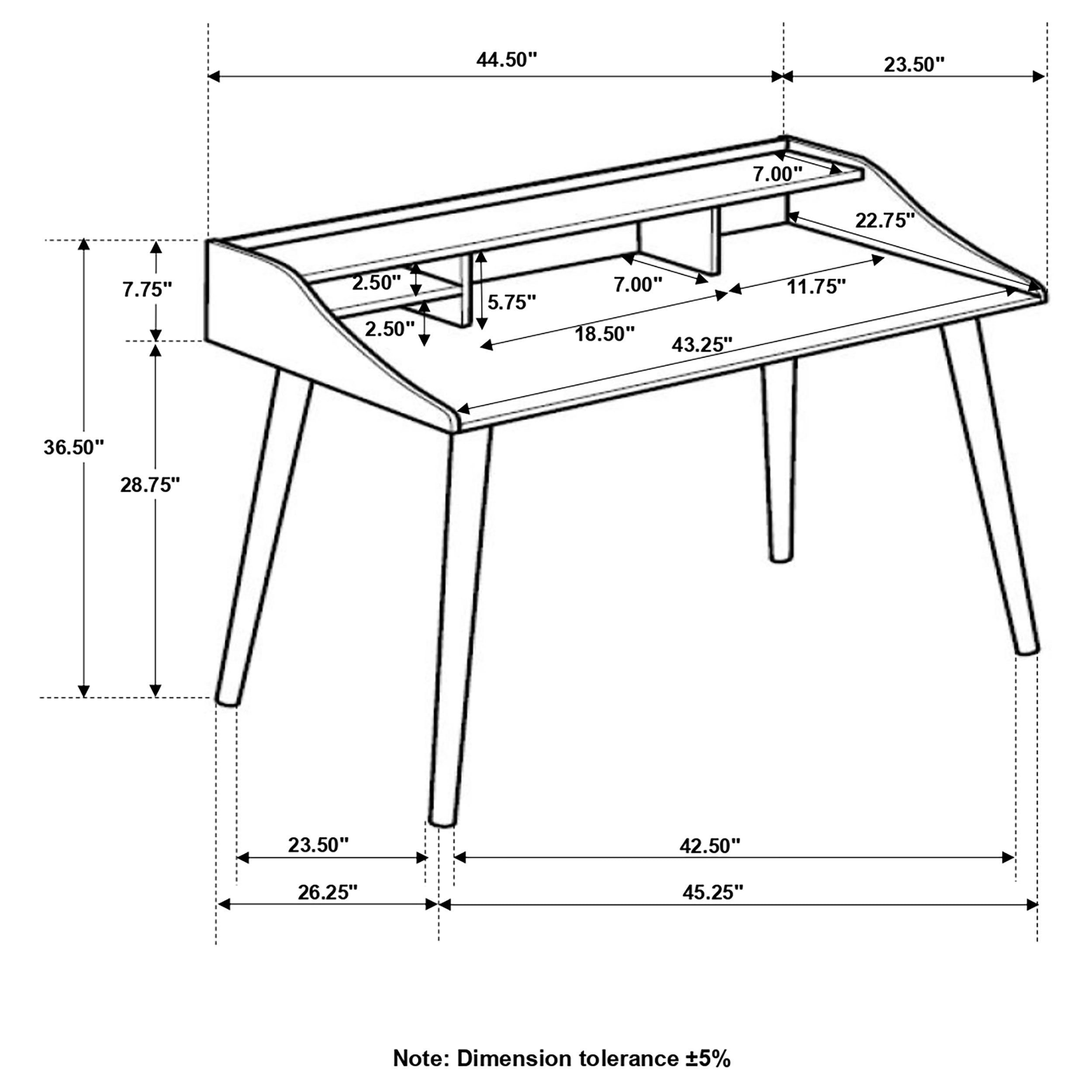 Percy 45-inch 4-compartment Writing Desk Grey — view 5