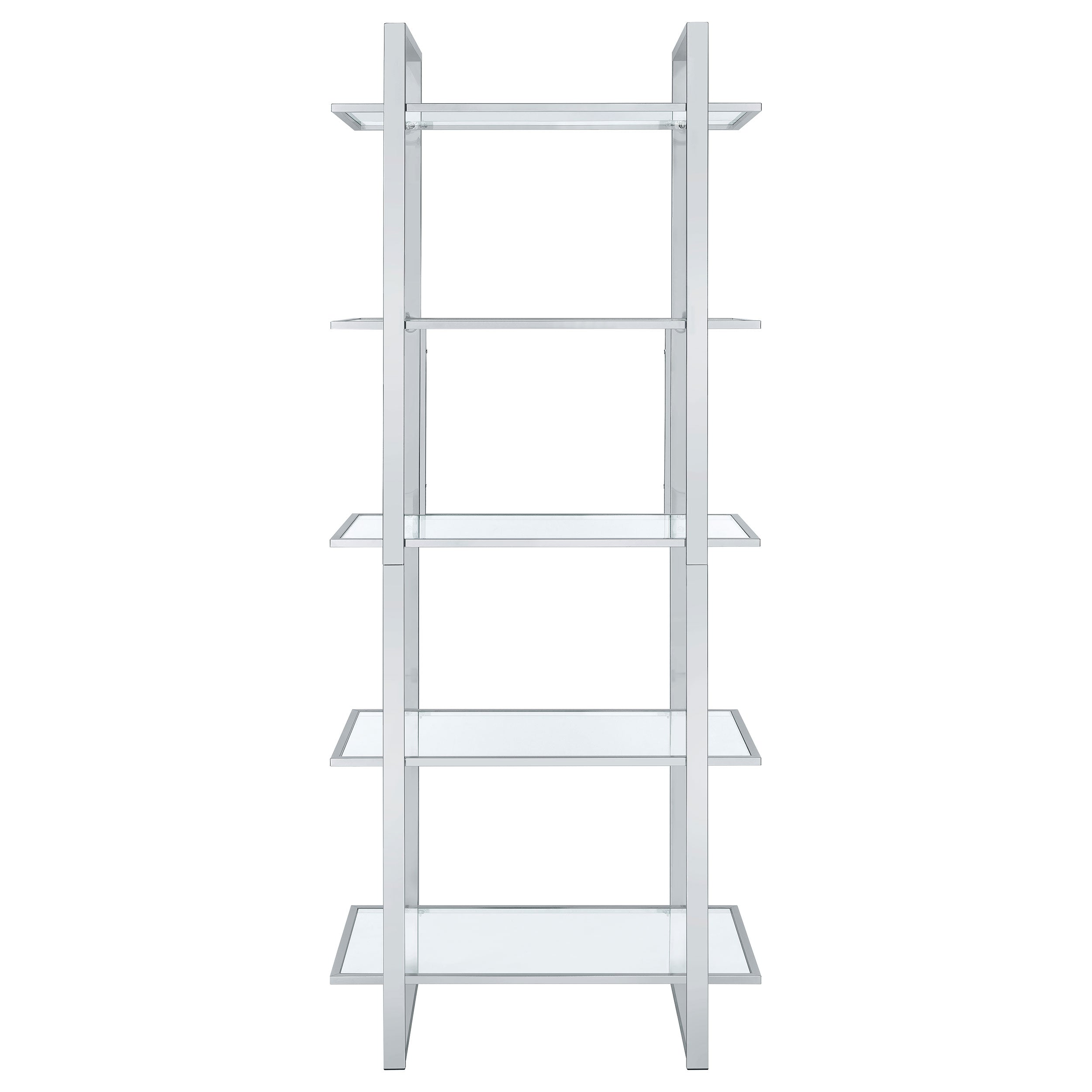 Hartford 79-inch 5-shelf Glass Bookshelf Chrome — view 3