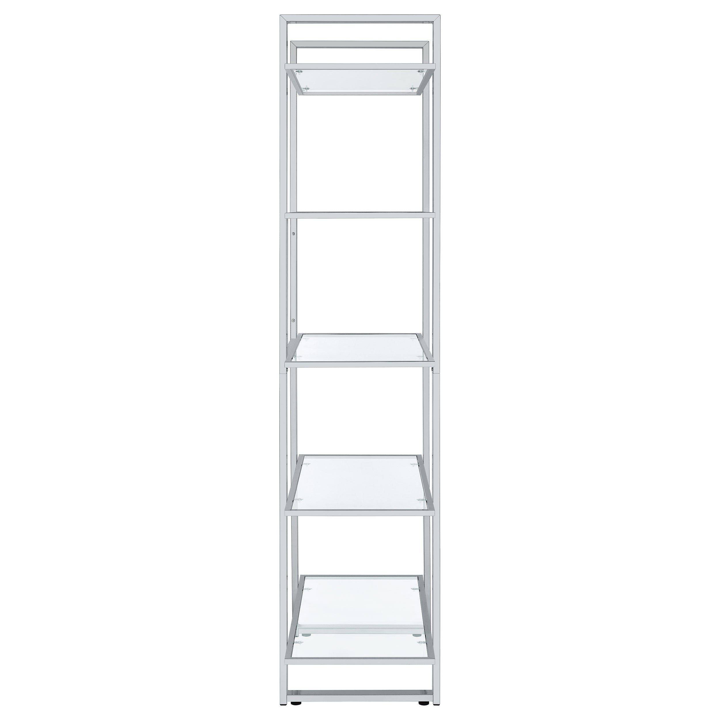 Hartford 79-inch 5-shelf Glass Bookshelf Chrome — view 9