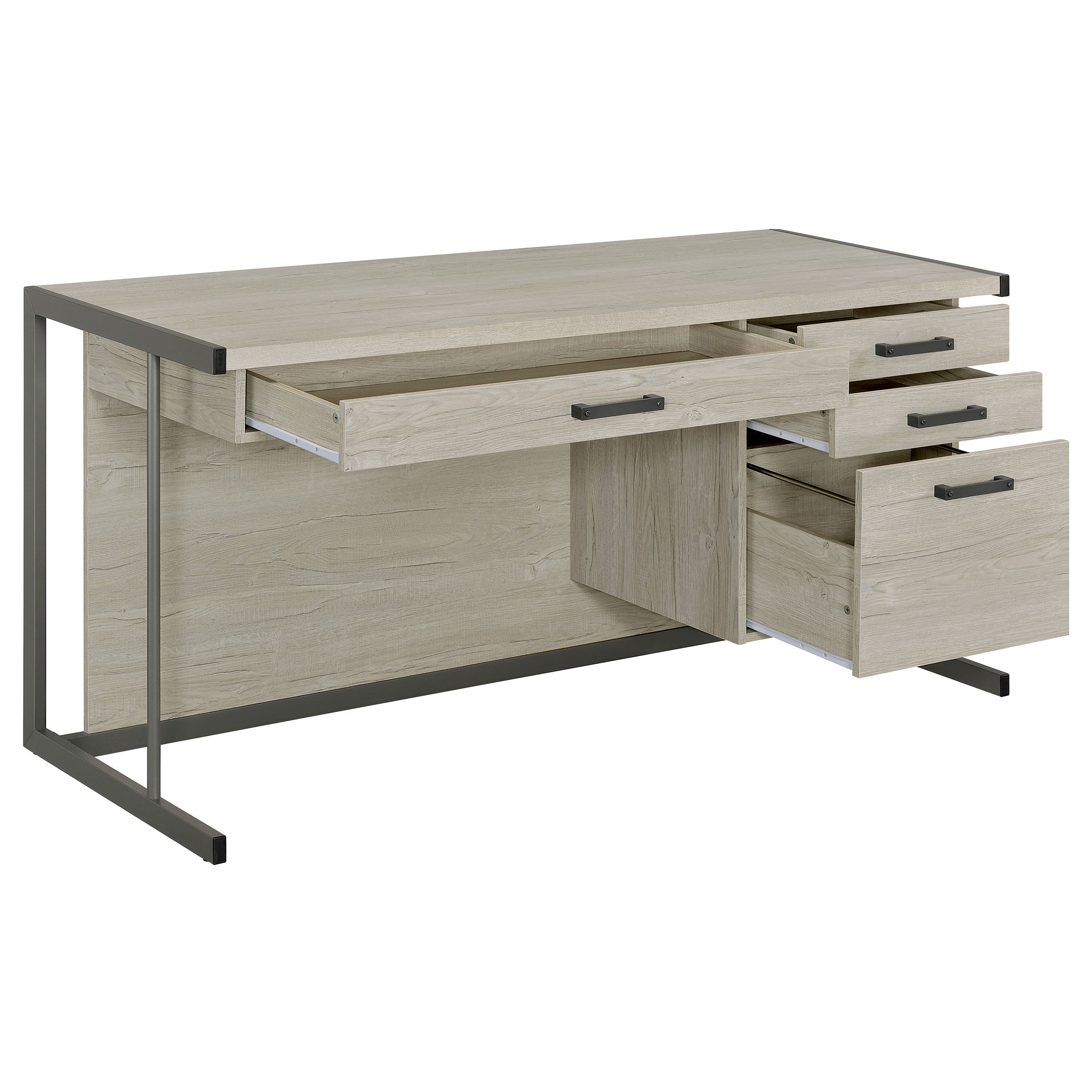 Loomis 60-inch 4-drawer Computer Desk Whitewashed Grey — view 3