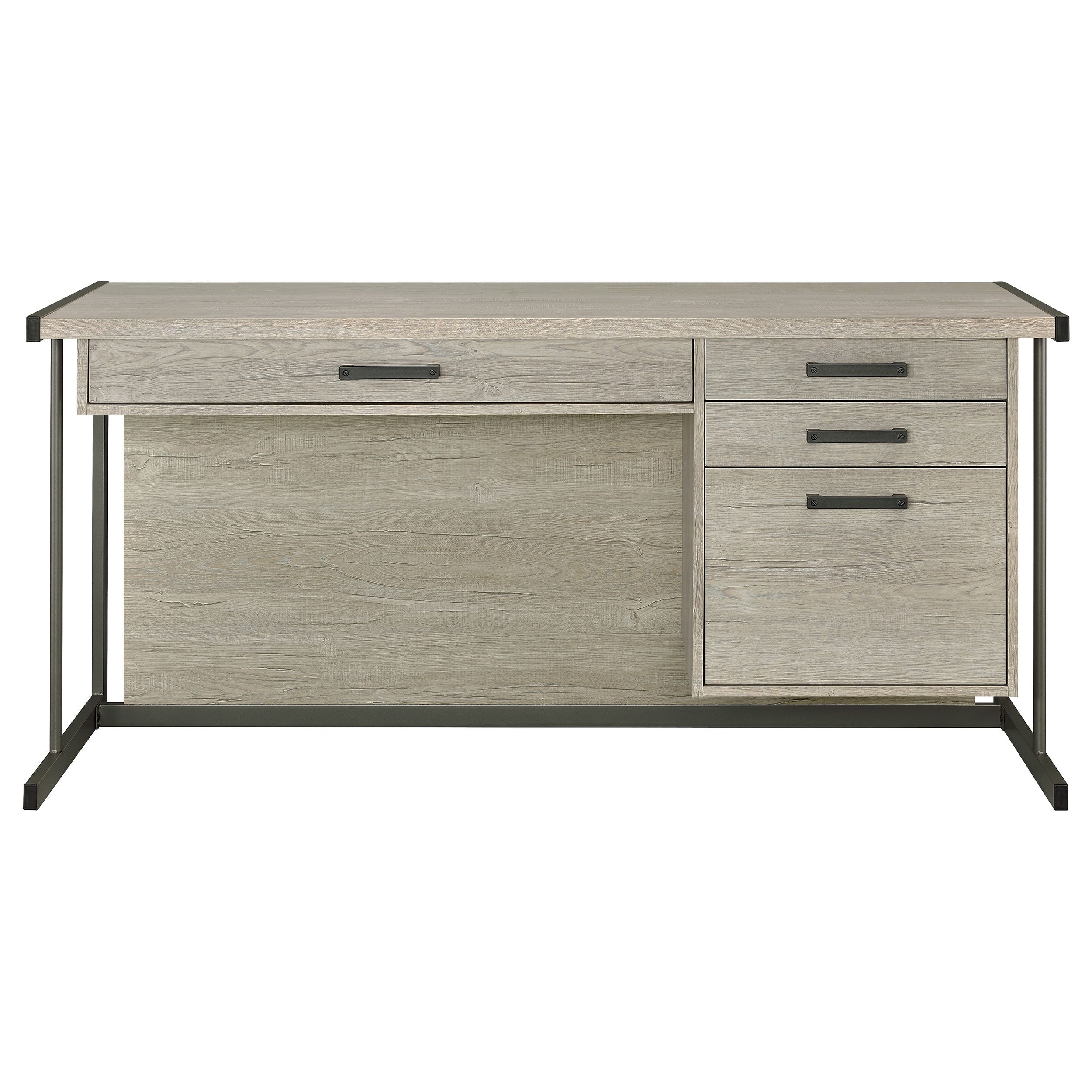 Loomis 60-inch 4-drawer Computer Desk Whitewashed Grey — view 4
