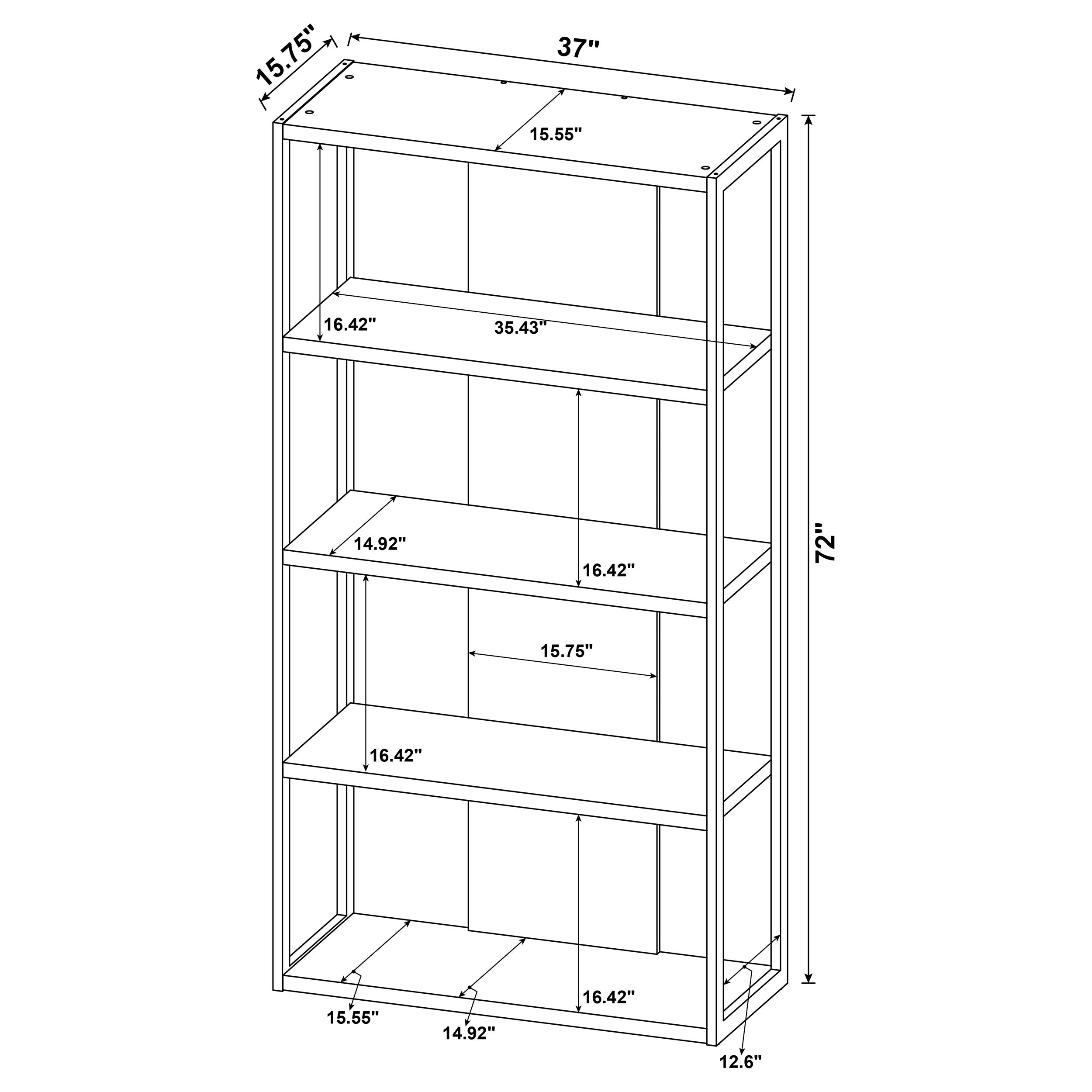Loomis 72-inch 4-shelf Bookshelf Whitewashed Grey — view 11