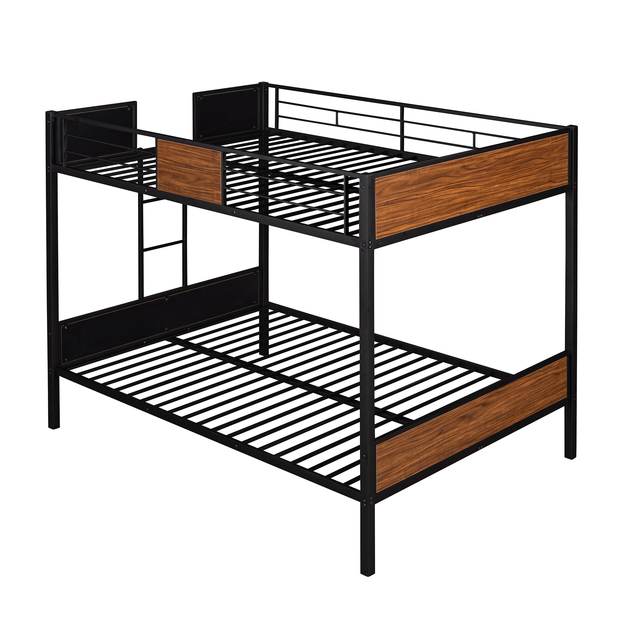 Full-over-full bunk bed modern style steel frame bunk bed with safety rail, built-in ladder for bedroom, dorm, boys, girls, adults(OLD SKU: MF190840AAD)