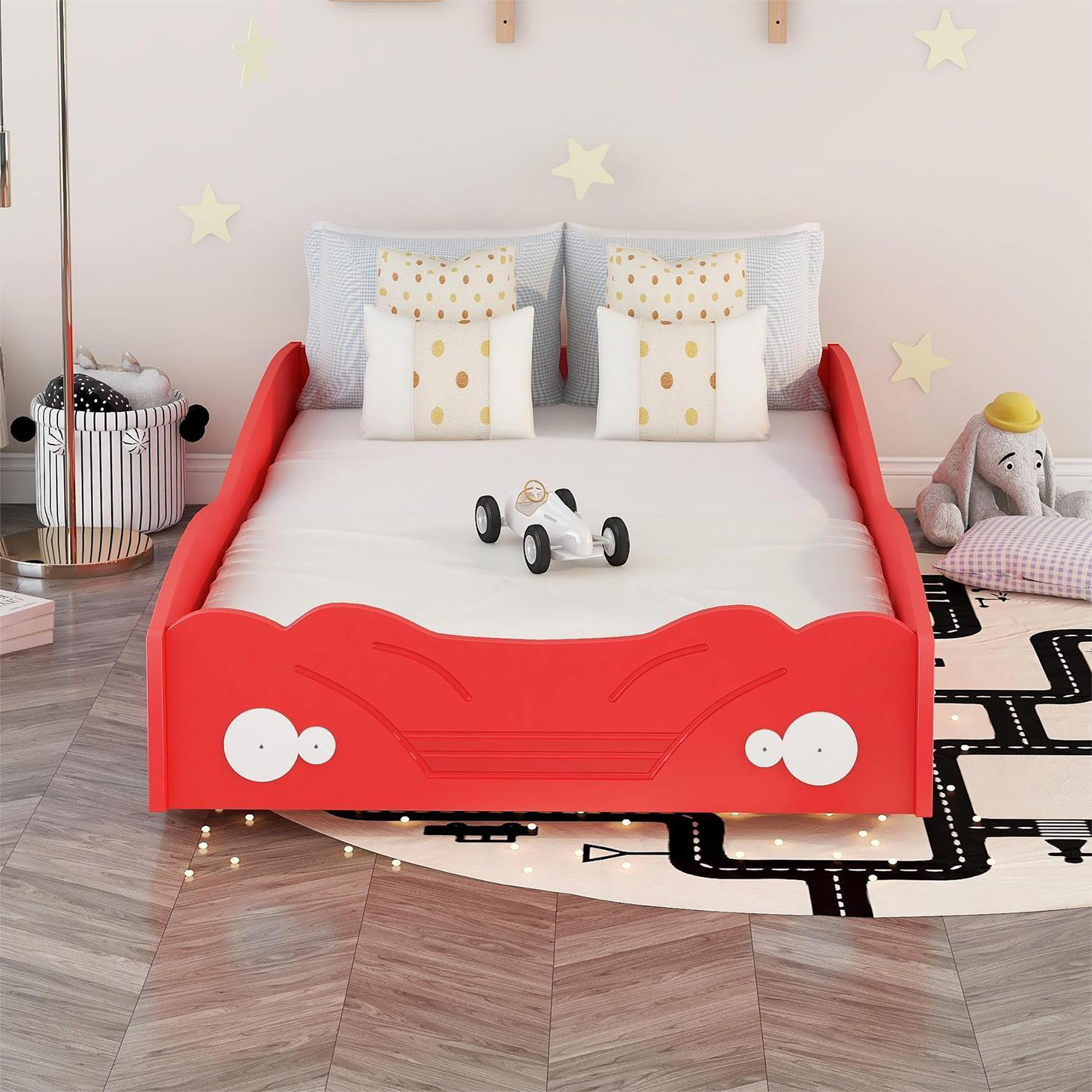 Twin Size Car-Shaped Platform Bed, Red - Atlantic Fine Furniture Melbourne FL