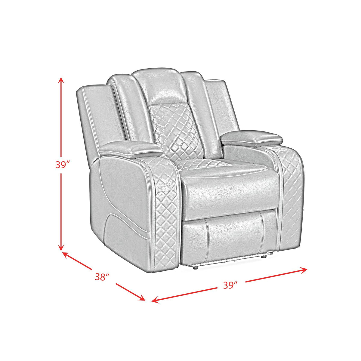 Carlo Power Motion Recliner With Power Headrest, LED in Black by Elements International, view 10