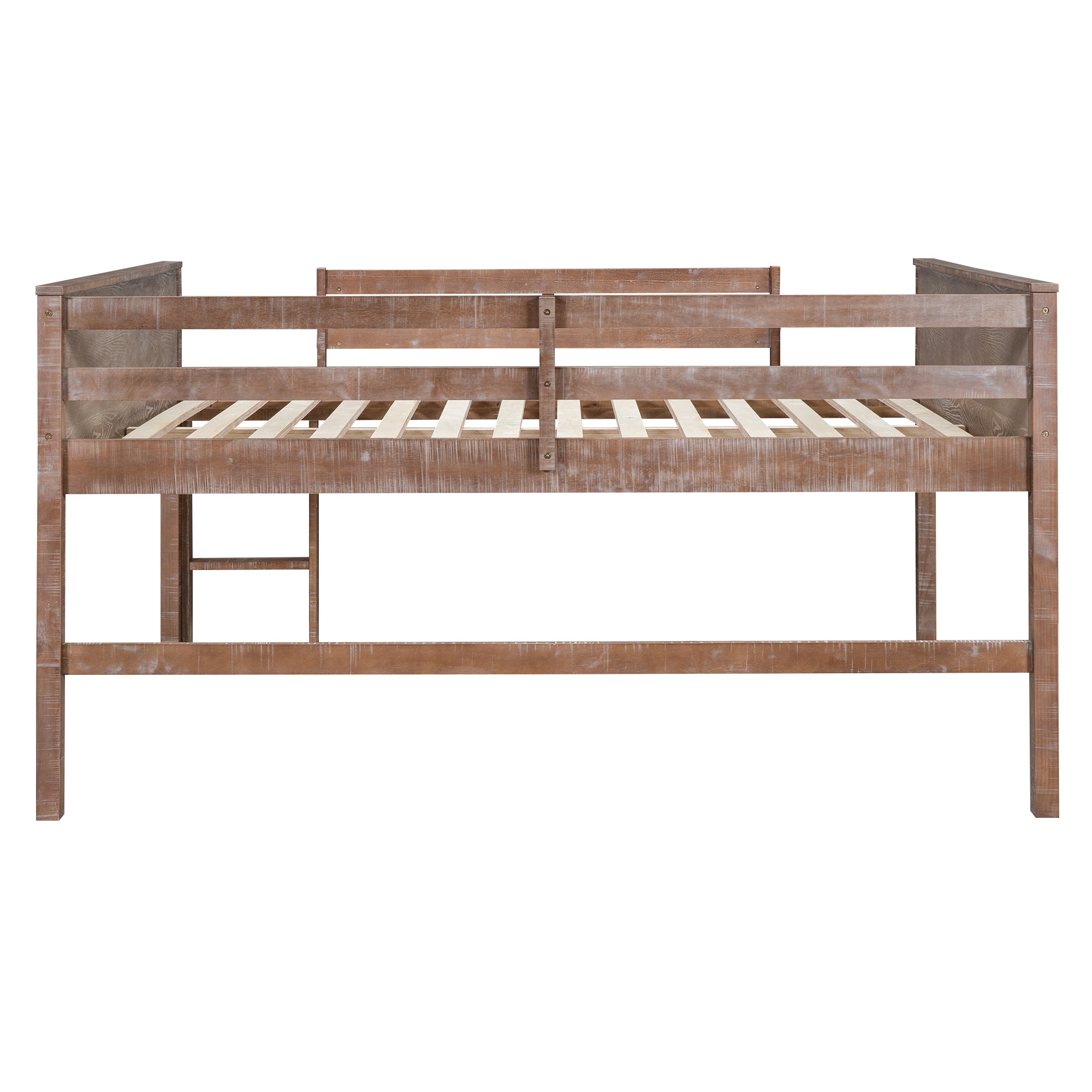 Wood Twin Size Loft Bed with Hanging Clothes Racks, White Rustic Natural - Atlantic Fine Furniture Melbourne FL