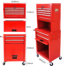6 Drawer Lockable Tool Cabinet On Wheels, Steel Rolling Tool Chest With Detachable Toolbox