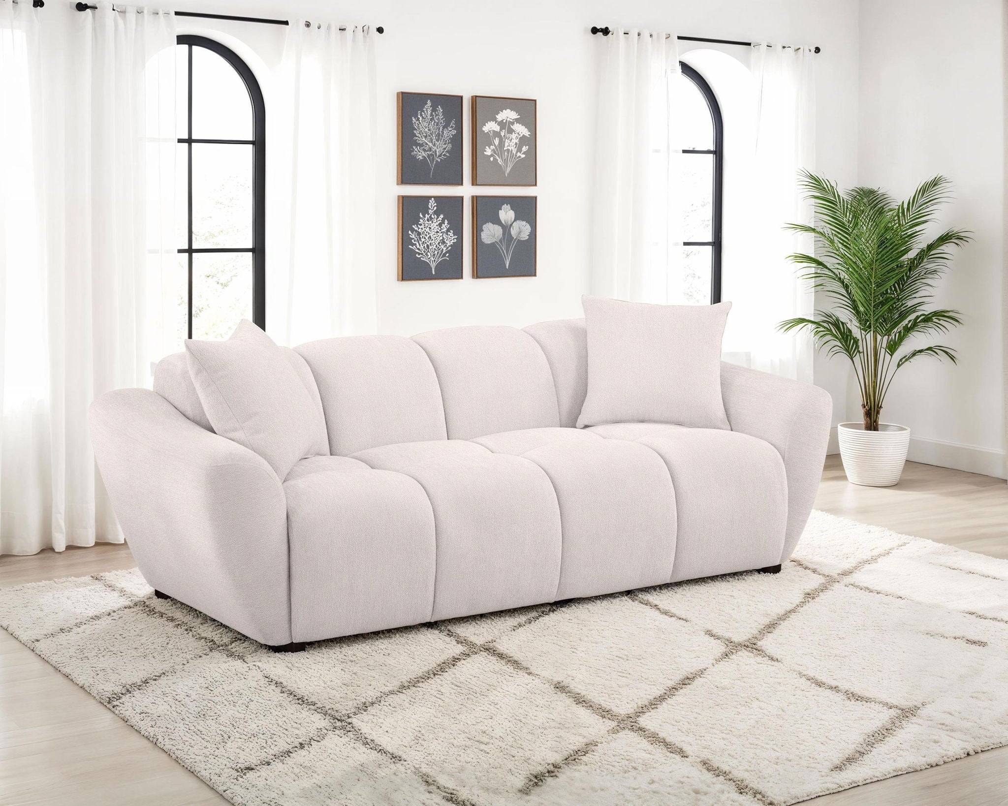 Destino Chenille Upholstered Splayed Arm Sofa Greige