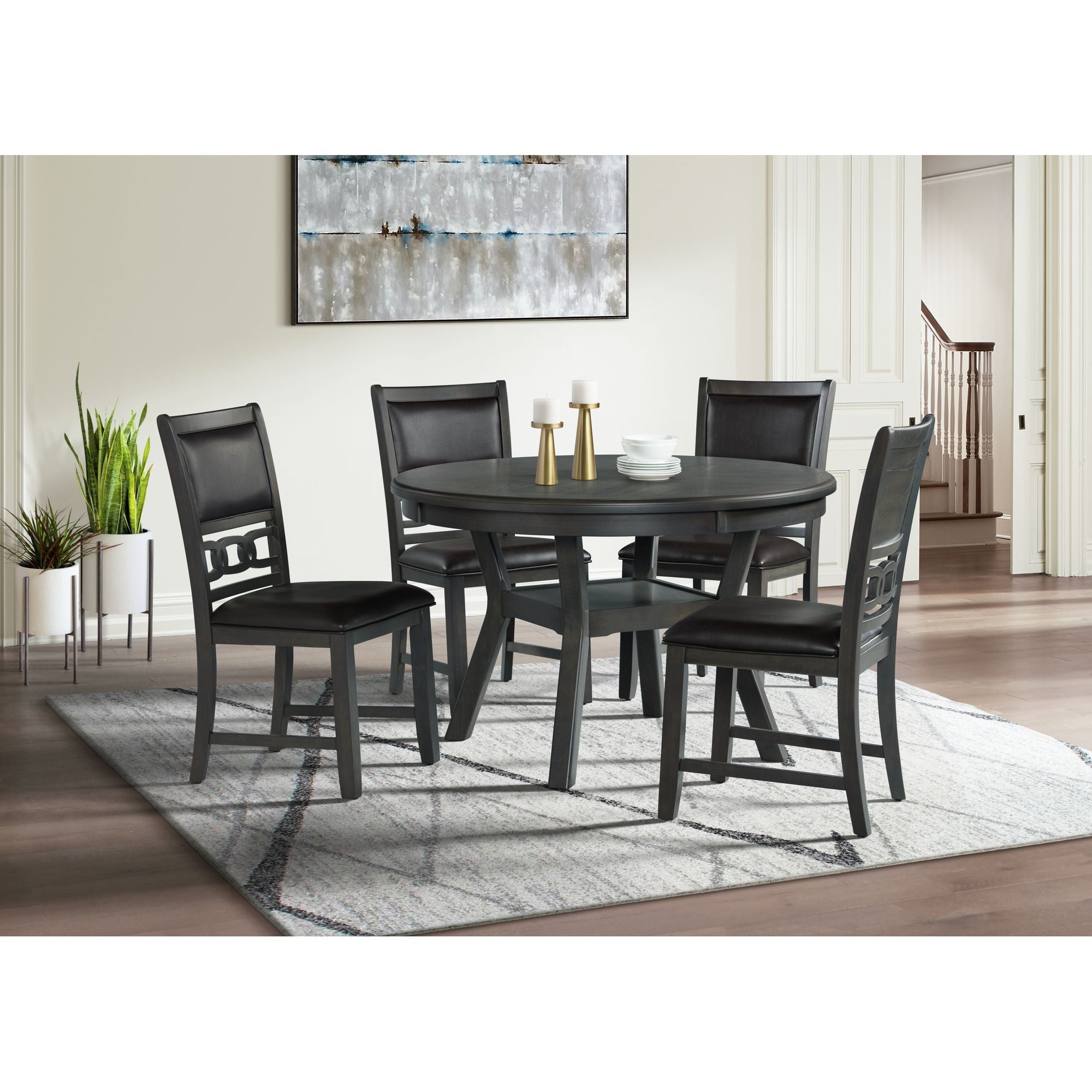 Amherst Dining Table With Wood Leg in Gray Finish by Elements International, view 9