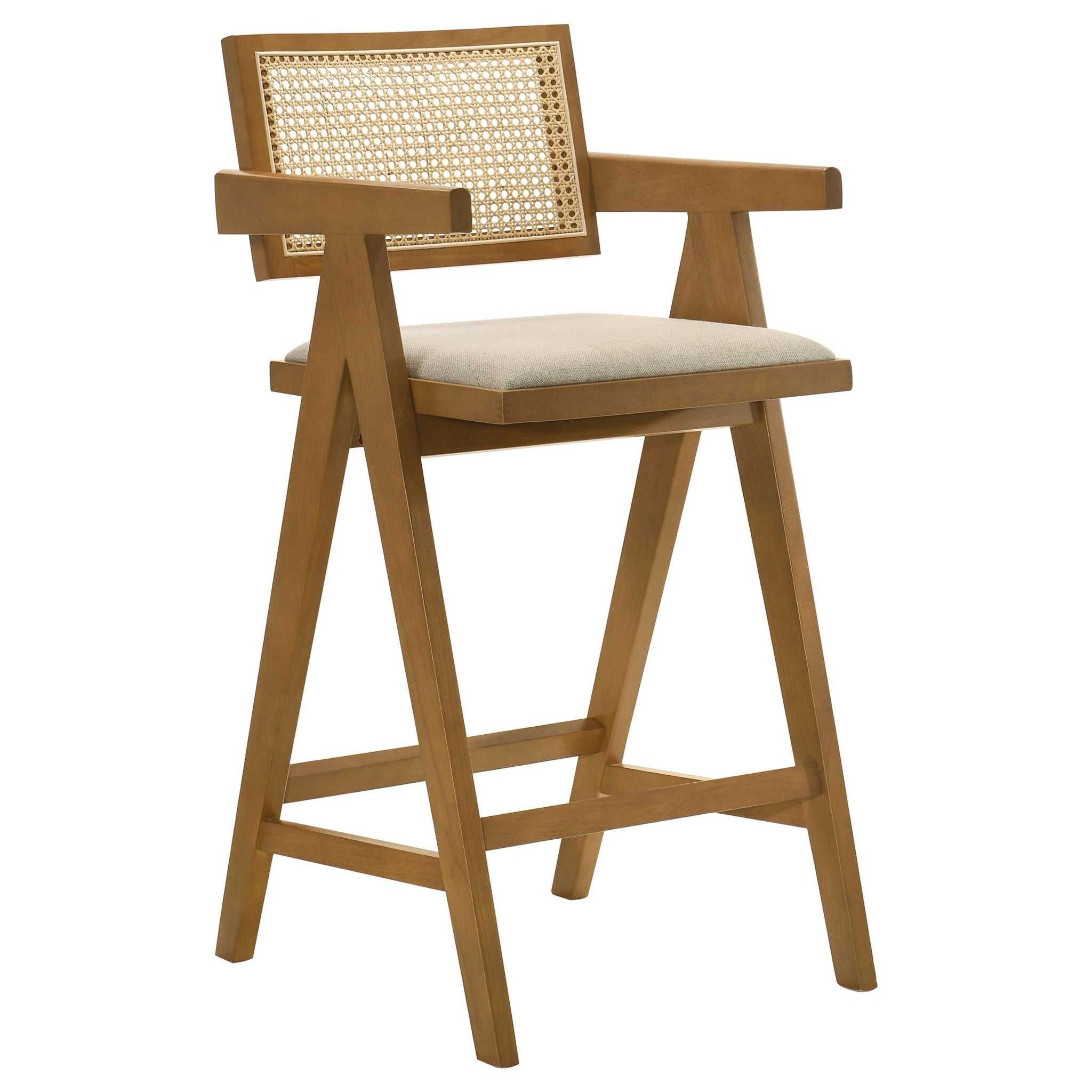 Kane Woven Rattan Wood Bar Chair Light Walnut (Set of 2) - Atlantic Fine Furniture Melbourne FL