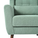 Modern Accent Chair, Teddy Fabric Living Room Chairs Comfy Reading Chair, Mid Century Accent Chair, Lounge Arm Chairs Armchair For Living Room Bedroom - Light Green