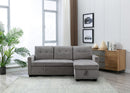 Reversible Sectional Storage Sleeper Sofa Bed, L-Shape 2 Seat Sectional Chaise With Storage, Skin-Feeling Velvet Fabric