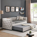 Inspired Upholstered Daybed With Trundle, Button Tufted