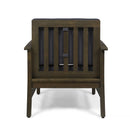 Enchanting Outdoor Club Chair With Slat Panel Design And Water Resistant Cushion - Dark Gray