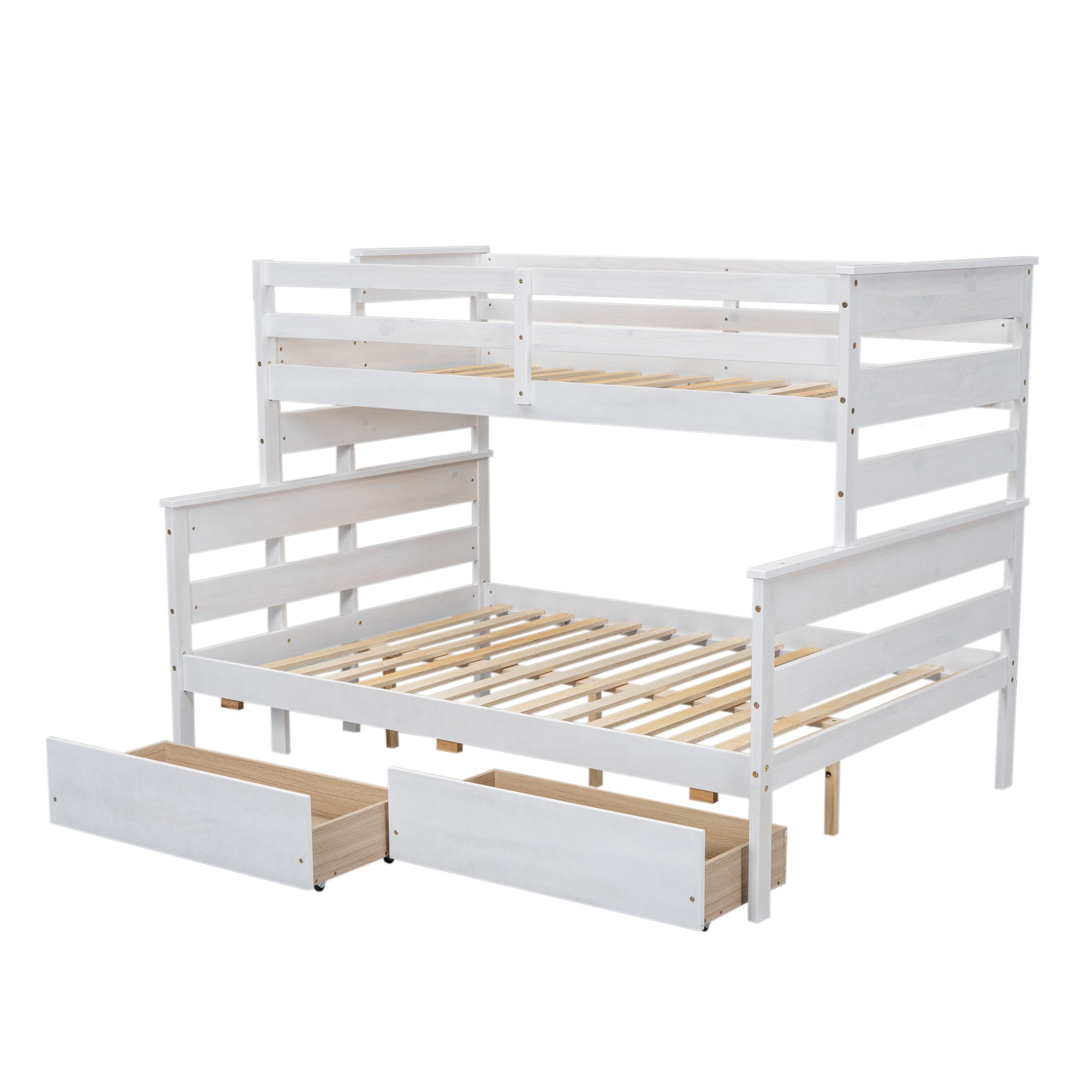 Wood Twin over Full Bunk Bed with 2 Drawers, White - Atlantic Fine Furniture Melbourne FL