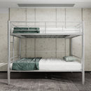 Metal Bunk Bed For Kids, Convertible Bedframe With Ladders & Guardrail