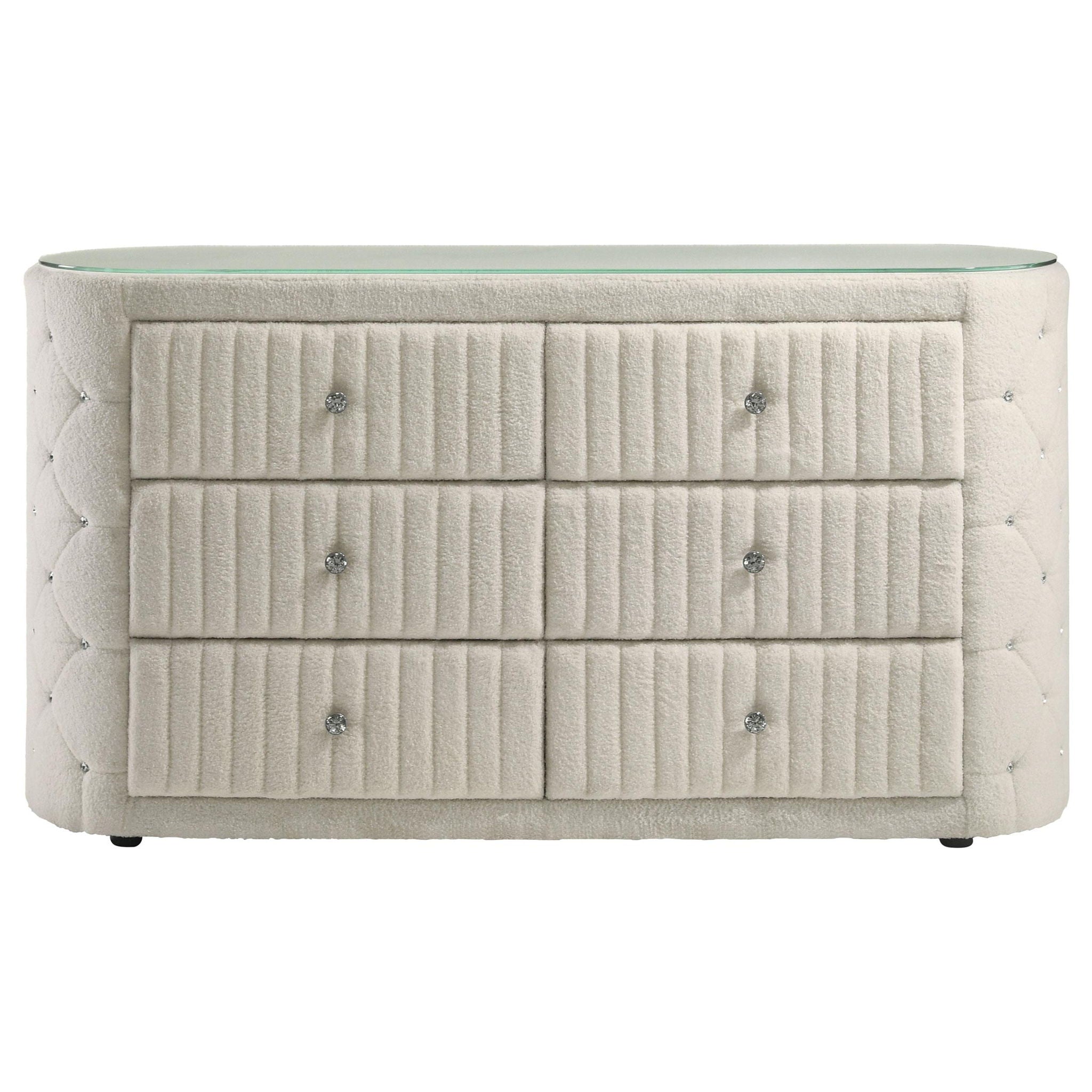 Sonya 6-drawer Upholstered Bedroom Dresser Ivory