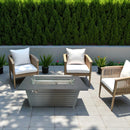 Sleek Outdoor Gas Fire Pit Table With Durable Construction And Lid - Gray