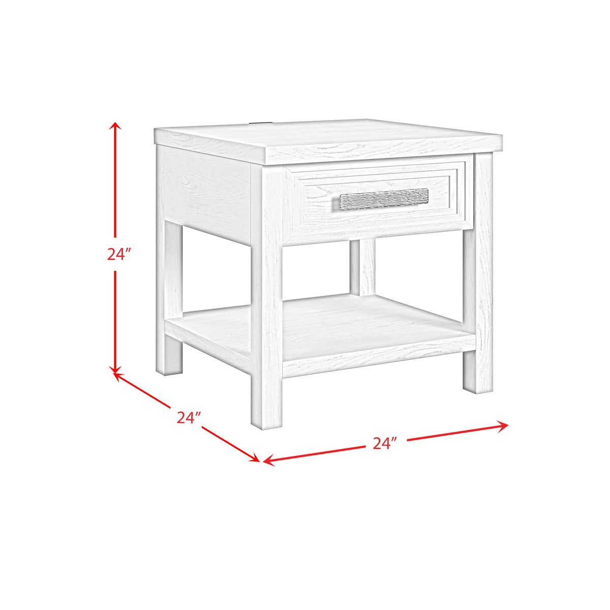 Avalanche End Table With USB in Antique White by Elements International, view 5