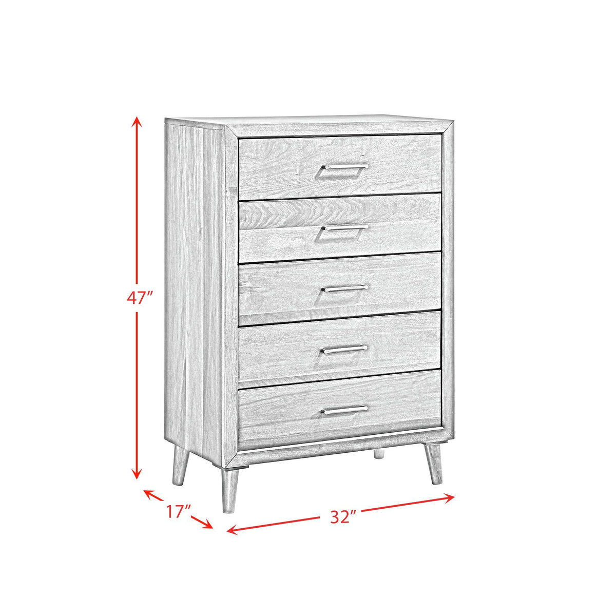 Malibu 5-Drawer Chest in Walnut by Elements International, view 6