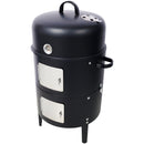 Heavy Duty Round Bbq Grill 17" Steel Charcoal Smoker For Outdoor Cooking - Black