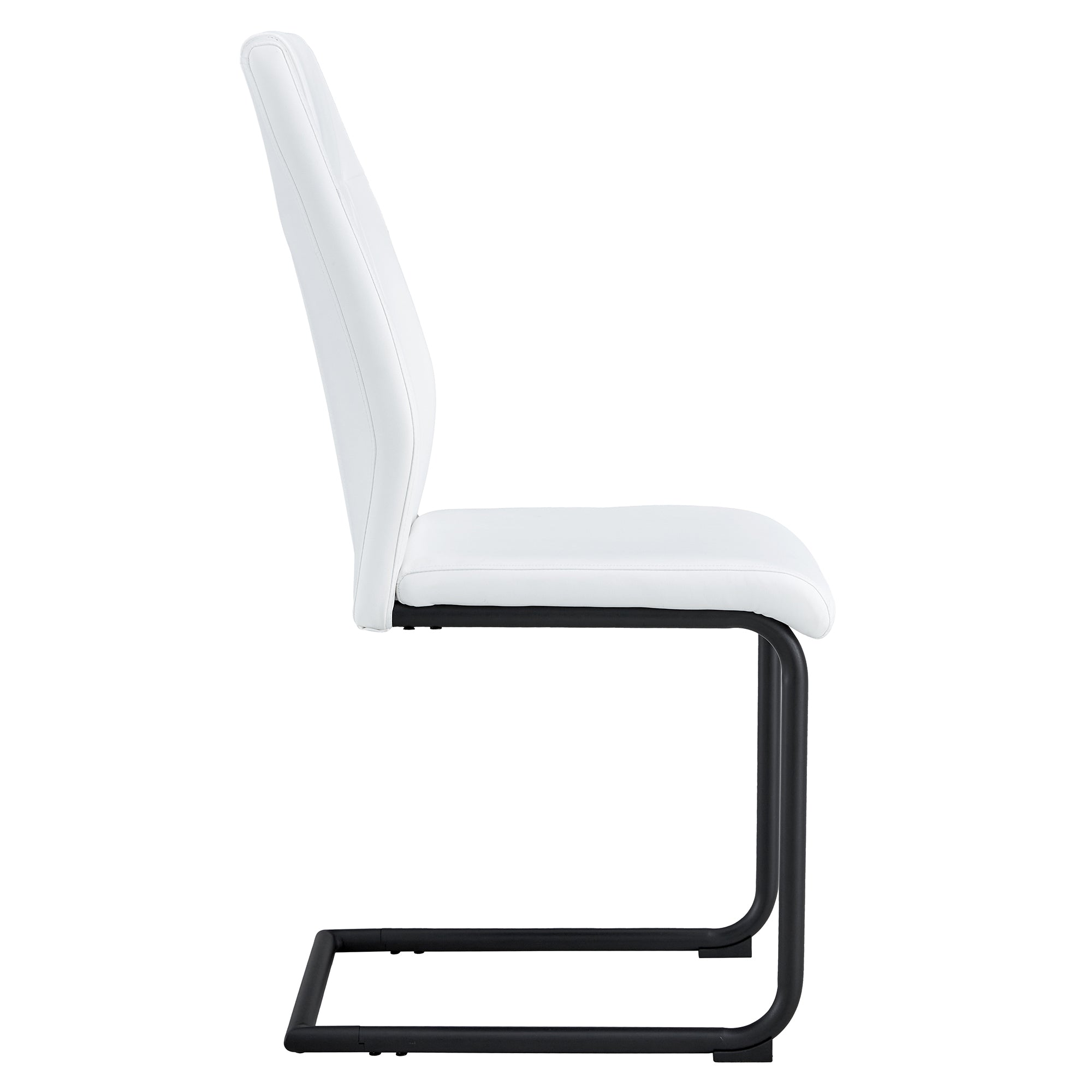 Modern dining chairs with faux leather upholstered seats - dining room chairs with metal legs, suitable for kitchen, living room, bedroom, dining room side chairs, set of 6 pieces (white+PU leather)