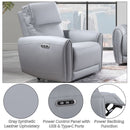 Jeromie - Power Motion Recliner With USB Port - Gray Synthetic Leather