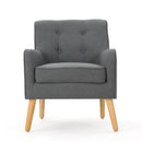 Modern Arm Chair With Tufted Back And Wooden Legs