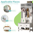 Hall Tree With 6 Hooks And Hinged Lid, Coat Hanger, Storage Bench, 3 In 1 Design