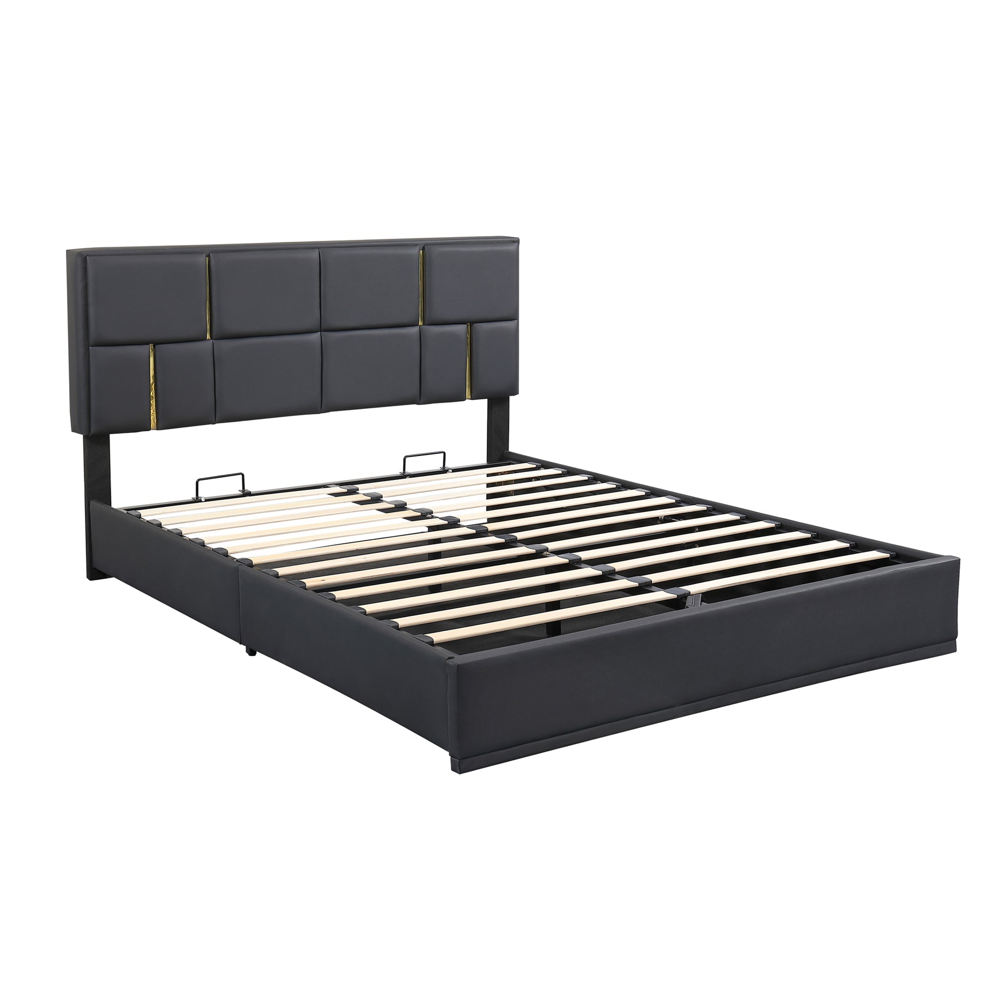 Queen Size Upholstered Platform Bed with Hydraulic Storage System,No Box Spring Needed,Black - Atlantic Fine Furniture Melbourne FL