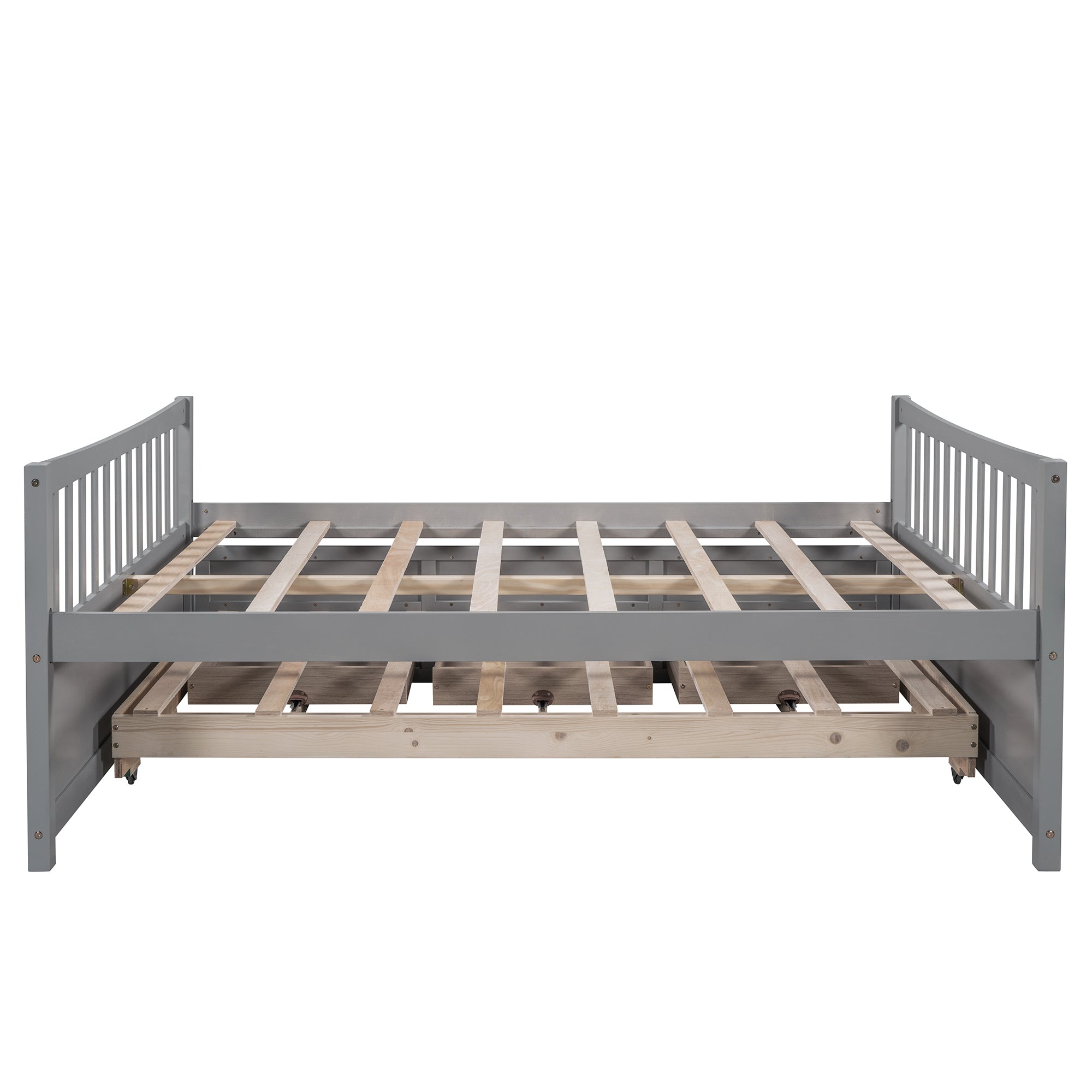 Full size Daybed with Twin size Trundle and Drawers, Full Size, Gray