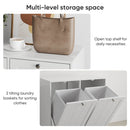 Tilted Laundry Hamper With Removable Basket, Hidden Laundry Hamper, Bathroom Storage Cabinet, Free Standing Organizer - White
