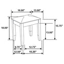 Barzini - Upholstered Vanity Stool - Metallic Aand White
