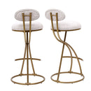 Round Print Bar Stools Upholstered Chairs For Kitchen (Set of 2)