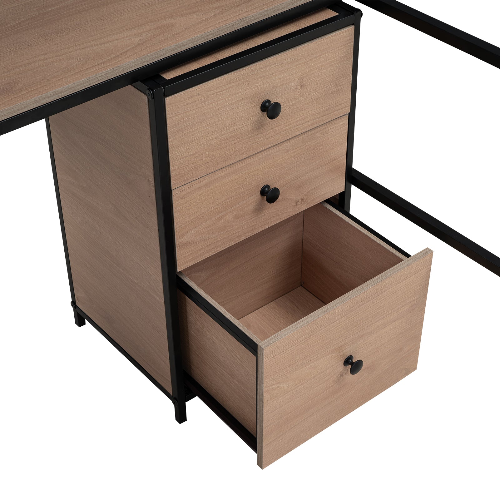Metal Loft Bed with bookcase, desk and cabinet, Full, Black - Atlantic Fine Furniture Melbourne FL