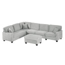 Upholstered U-Shaped Sectional Sofa With Movable Ottoman And Side Storage Pockets