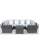 Outdoor Wicker Sectional With Weather Resistant Cushions And Table
