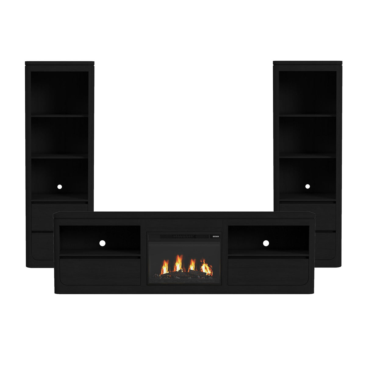Rosalie Entertainment Unit With 82" TV Console in Black by Elements International, view 4