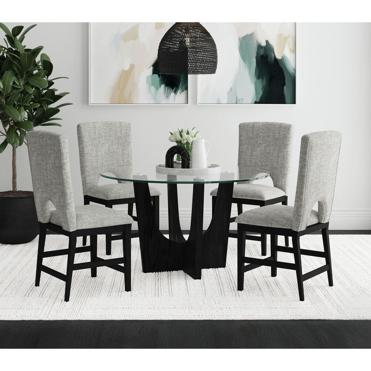Oregon Fabric Counter Side Chair (Set of 2) in Gray / Black by Elements International, view 7