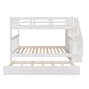 Stairway Bunk Bed With Storage And Guard Rail For Bedroom